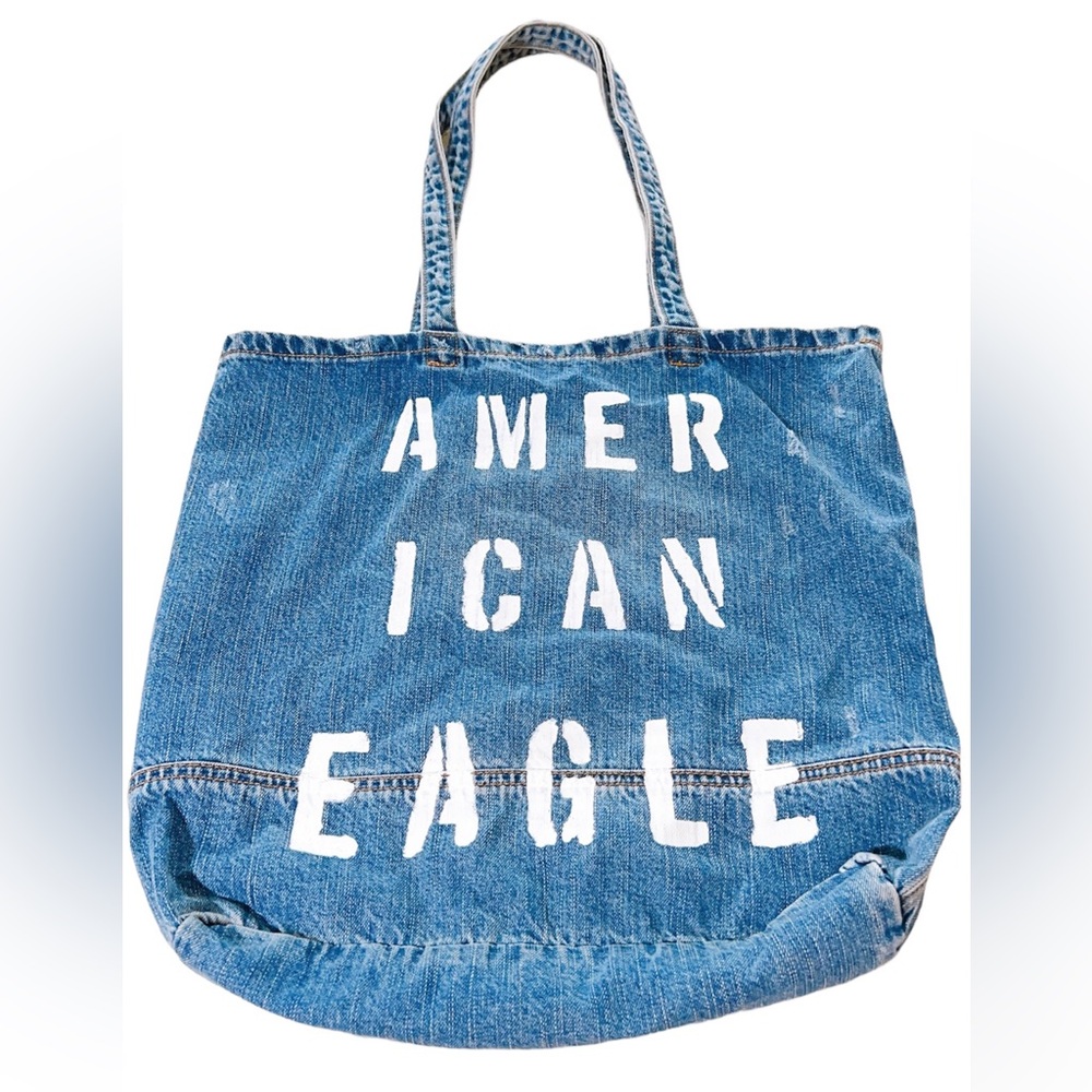 - American Eagle Outfitters Denim Jean Graphic Pocket Tote Bad